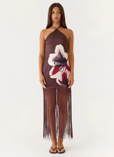 Niahvette Halter Midaxi Dress - Velvet Bloom