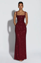 Calanthe Maxi Dress - Burgundy Sparkle