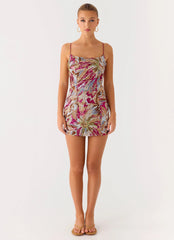 Soul Sound Sequin Mini Dress - Fuchsia Floral Beaded