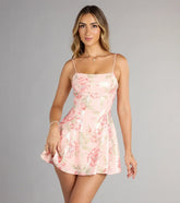 Makenna Floral Sequin A-Line Mini Dress