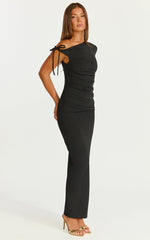 Belle Maxi Dress - Tie Shoulder Detail Dress in Black