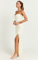 Christina Maxi Skirt - Crochet Maxi Skirt With Front Split in Cream