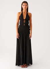 Dione Halter Maxi Dress - Black