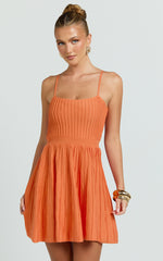Donissa Mini Dress - Panelled Knit Mini Dress in Sherbet