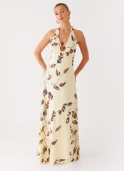 Elvina Halter Neck Maxi Dress - Buttercream Bliss