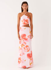 Riano Cut Out Maxi Dress - Blushing Blossom