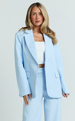 Selena Blazer - Oversized Single Breasted Blazer in Baby Blue
