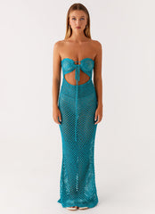 Sun Kissed Crochet Maxi Dress - Blue