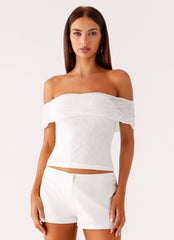 Tabby Off Shoulder Top - White