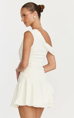 Vega Mini Dress - Off Shoulder Drop Waist Dress in White
