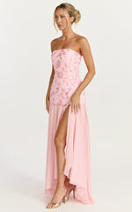 Electra Maxi Dress - Strapless Sequin Embellished  Dress in Soft Pink