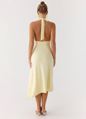 Illuminate Halter Midi Dress - Butter Yellow