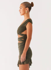 Ivy Whisper Mini Dress - Khaki