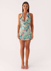 Laid-Back Cowl Mini Dress - Santorini Floral