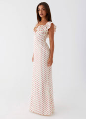 Scarlet Cherry Maxi Dress - Red Polka Dot
