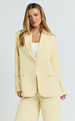Selena Blazer - Oversized Single Breasted Blazer in Lemon