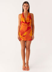Solar Beam Cowl Mini Dress - Serene Orange