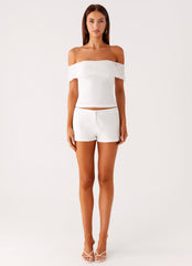 Tabby Off Shoulder Top - White