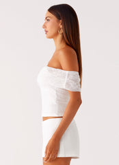 Tabby Off Shoulder Top - White