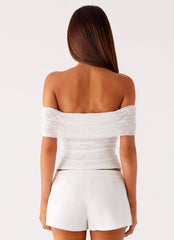 Tabby Off Shoulder Top - White