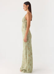 Ultra Quiet Halter Maxi Dress - Wispy Fern
