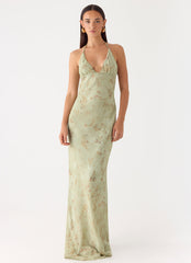 Ultra Quiet Halter Maxi Dress - Wispy Fern
