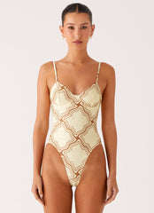 You Got Me One Piece Swimsuit - Tidal Print