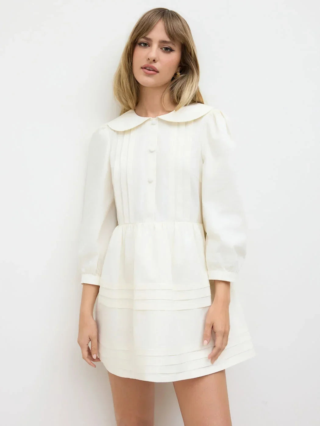 Cotton Peter Pan Collar Smock Mini Dress